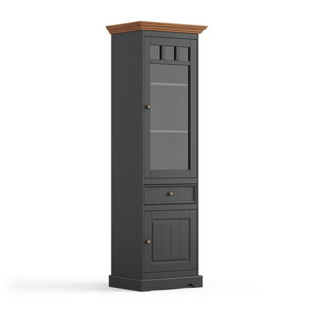 Witryna sosnowa wąska grafit - dąb Belluno Elegante Katmandu PL014G/D