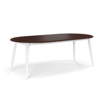 Stół okrągły rozkładany 110+2x50 cm Belluno Elegante biały+orzech Katmandu PL041B/O_2X50