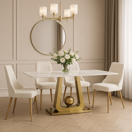 Krzesło tapicerowane jasne złote nogi Modig M4-10