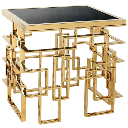 Stolik pomocniczy Cluso 60/60/51cm złoty z przyciemnianym szklanym blatem na oryginalnym stelażu EKSPOZYCJA Z0233A MV - Gold BG-sh