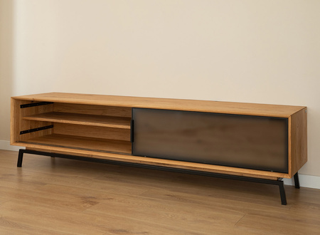 Szafka RTV dębowa ze szkłem duża Modern Loft Katmandu PLMOL07S