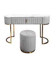 Toaletka z eleganckiego weluru Lille 120/80/40cm w zestawie z pufą wyrafinowana szara 902_grey