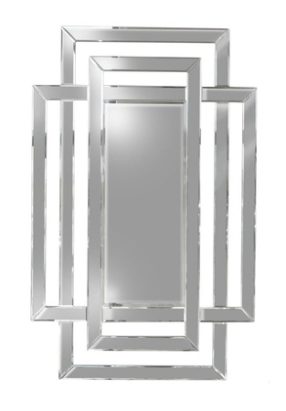 Lustro prostokątne Zita 80/120cm w stylu glamour z ramą w kształcie przeplatających się lustrzanych prostokątów AHJZ0198