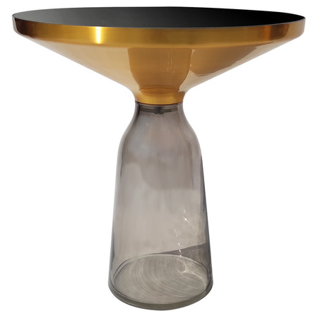 Stolik kawowy do salonu glamour Bottle Table 50/53cm szaro-złoty osadzony na szklanej nodze TG-27-high gray