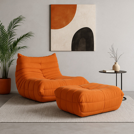 Fotel pomarańczowy pufa Nua N23-19