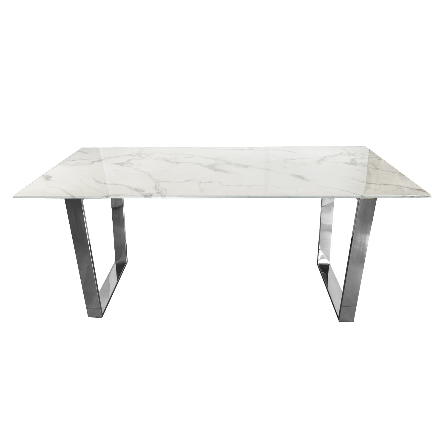 Stół do jadalni Madera 160/80/75cm w stylu glamour z białym marmurowym blatem o srebrnym stelażu TG-152 white/silver