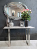 Konsola Madera 36/76/122cm w stylu glamour z białym marmurowym blatem o srebrnym stelażu TG-116 silver/white