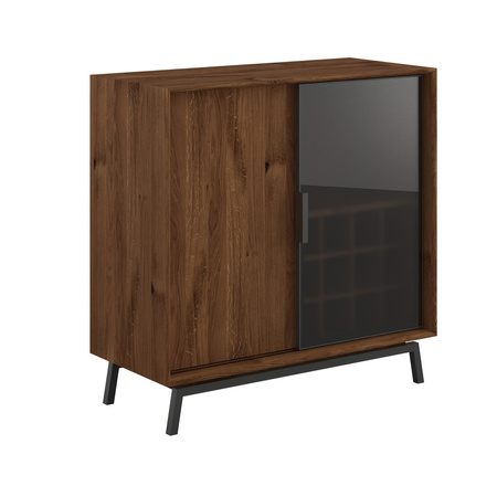 Komoda dębowa szklana z barkiem tabacco Modern Loft Katmandu PLMOL01ST