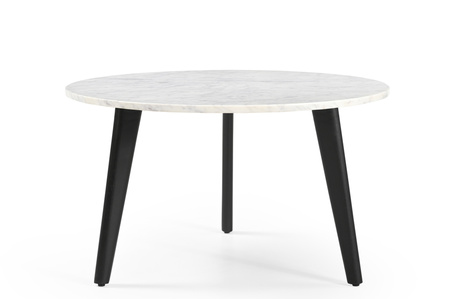 Marmoholz Modena – Stolik Kawowy | Biały Marmur & Czarny Mango | Ø70 cm