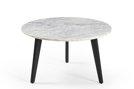 Marmoholz Modena – Stolik Kawowy | Biały Marmur & Czarny Mango | Ø70 cm