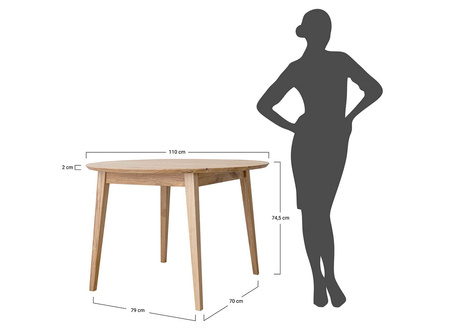 Stół dębowy okrągły 110 cm Orbetello Katmandu KULS110