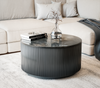 Marmoholz Treviso – Stolik Kawowy | Czarny Marmur & Czarny Mango | Ø70 cm