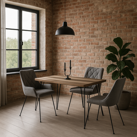 Stół do jadalni w nowoczesnym loftowym stylu prostokątny czarne nogi 180cm Adesso ADESD05-180