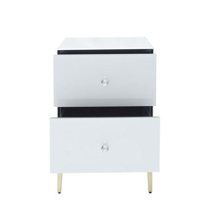 Szafka nocna do sypialni Milan 50/40/66cm z białego szkła na złotych nóżkach AH506