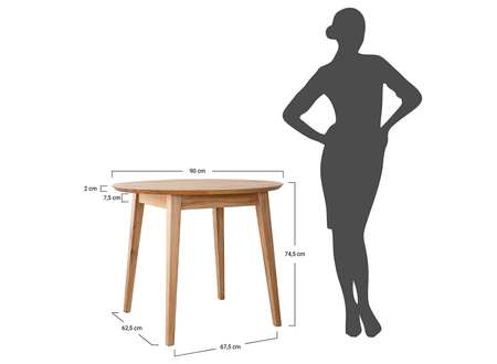Stół okrągły dębowy 90 cm bielony Orbetello Katmandu KULS90B