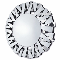 Lustro Ness 100cm glamour okrągłe w dekoracyjnej ramie z lustrzanych fragmentów ustawionych pod kątami AH 15022