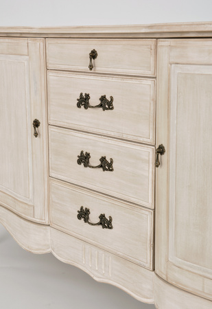Komoda drewniana z szufladami jasnobeżowa Venezia Bianco VEB803K 