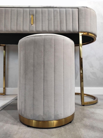 Toaletka z eleganckiego weluru Lille 120/80/40cm w zestawie z pufą wyrafinowana szara 902_grey