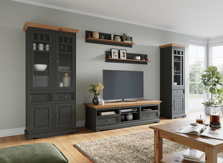 Witryna sosnowa wąska grafit - naturalna sosna Belluno Elegante Katmandu PL014G/P