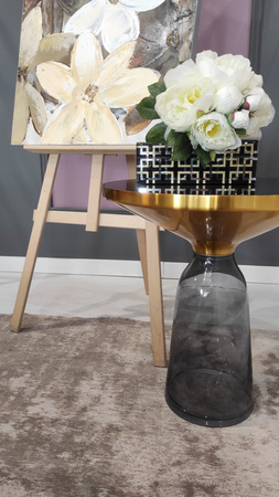 Stolik kawowy do salonu glamour Bottle Table 50/53cm szaro-złoty osadzony na szklanej nodze TG-27-high gray