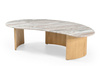 Marmoholz Lecce – Stolik Kawowy Owalny | Szary Marmur & Jasny Dąb Mango | 130 x 60 cm