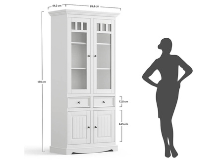 Witryna sosnowa 2d Belluno Elegante biała/orzech  Katmandu PL015B/O