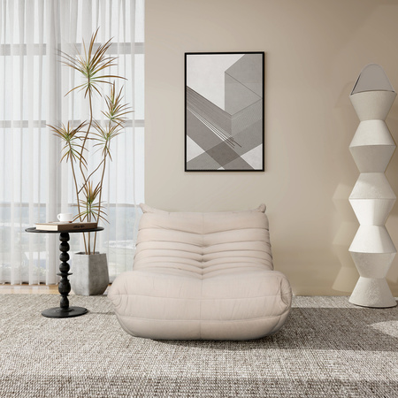 Fotel tapicerowany pufa kremowa Nua N23-4