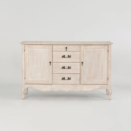 Komoda drewniana z szufladami jasnobeżowa Venezia Bianco VEB803K 