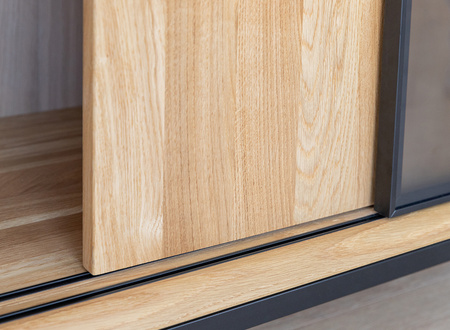 Komoda z barkiem dębowa ze szkłem Modern Loft Katmandu PLMOL01S