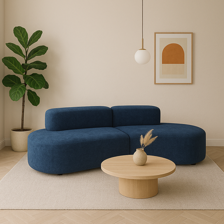 Sofa wypoczynkowa w nowoczesnym designerskim stylu tapicerowana niebieska Nua N75-8