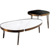 Stoliki kawowe Somma glamour 110/70/37cm i 55/55/47cm z ceramicznym i szklanym blatem 117_black/white