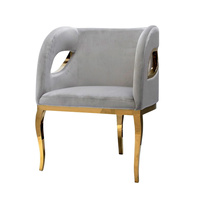 Fotel Morello 55/59/78cm jasnoszary welurowy na złotych nóżkach TG-317 gold/l.grey