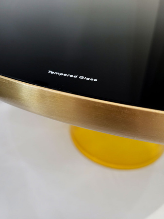 Stolik kawowy glamour Bottle Table 75/37cm żółto-złoty osadzony na szklanej nodze TG-26-low yellow