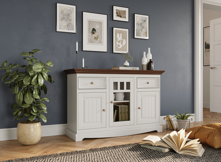 Komoda Belluno Elegante 3D biała / orzechowy Katmandu PL001B/O
