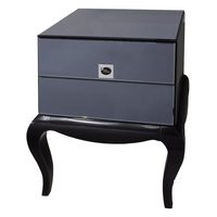 Szafka nocna Bresso glamour czarne lustrzane elementy na drewnianych nóżkach 55/45/62 cm KFC604
