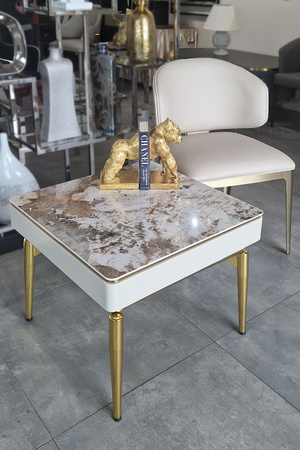 Stolik kawowy do salonu kaszmirowy Ivette kwadratowy glamour 60 cm M_ARTE_IVE_01