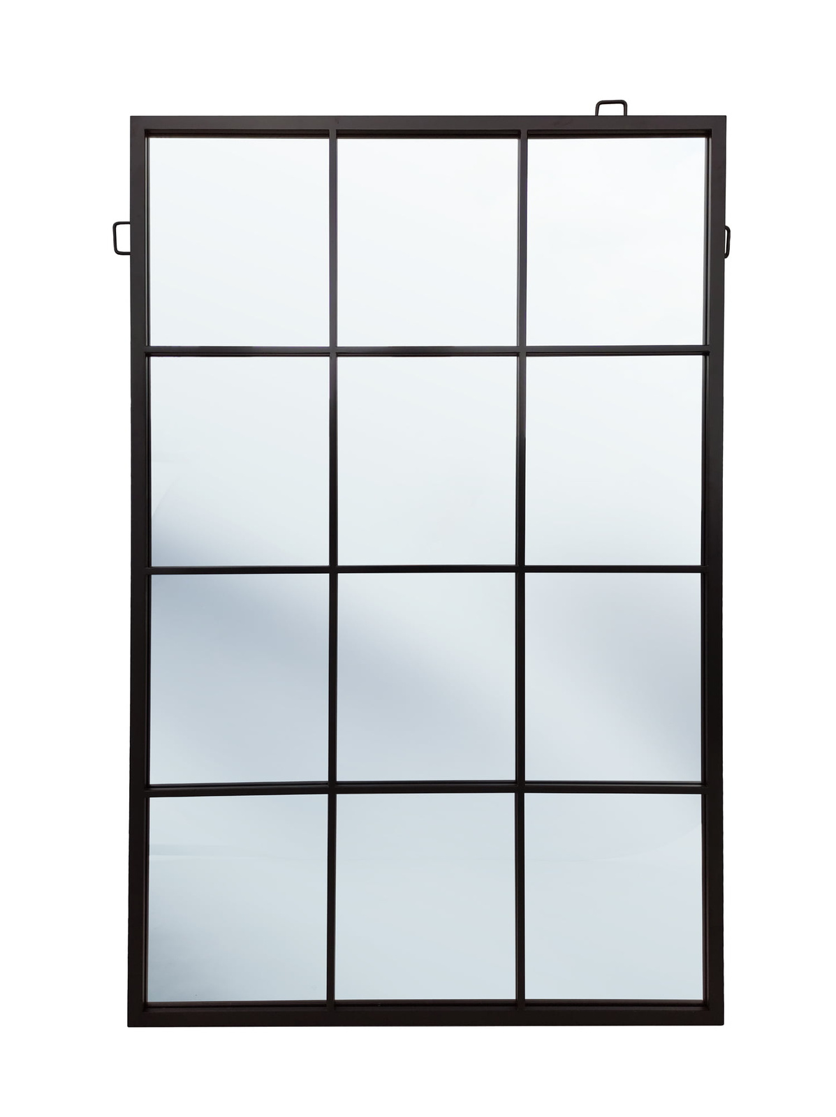 Lustro nowoczesne Boston 120/80cm w stylu loft okienne z czarnymi szprosami i stalową ramą AHS18037