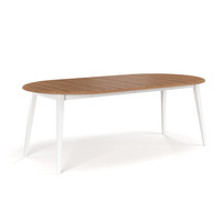 Stół okrągły rozkładany 110+2x50 cm Belluno Elegante biały+dąb Katmandu PL041B/D_2X50