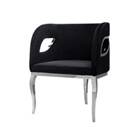 Fotel welurowy Morello 55/59/78cm czarny na srebrnych nóżkach TG-317 silver/black
