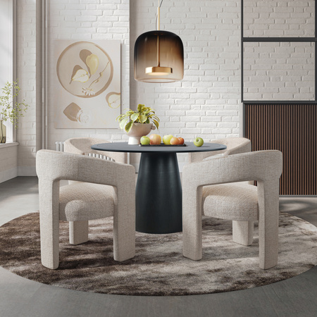 Stół drewniany okrągły do jadalni w nowoczesnym stylu czarny 127cm Avola AV2271-50B