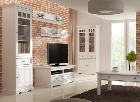Witryna sosnowa wąska Belluno Elegante biała Katmandu PL014B