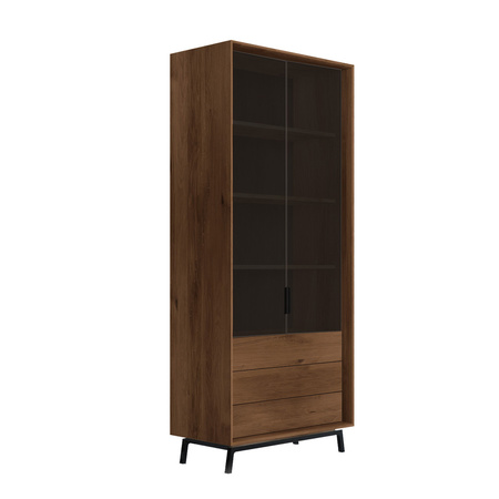 Regał dębowy duży szklany tabacco Modern Loft Katmandu PLMOL10ST