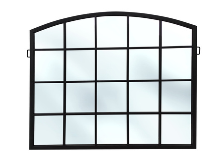 Lustro New York 76/90cm w stylu loft okienne z czarnymi szprosami i stalową ramą AHS18039