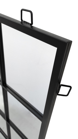 Lustro nowoczesne Boston 120/80cm w stylu loft okienne z czarnymi szprosami i stalową ramą AHS18037