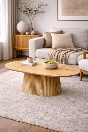 Marmoholz Montemerano Legno – Stolik Kawowy Owalny | Jasny Mango | 120 x 70 cm