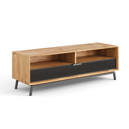 Szafka RTV 2.1 dębowa ze szkłem średnia Modern Loft Katmandu PLMOL08S