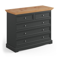 Komoda 5 szuflad grafit - naturalna sosna Belluno Elegante Katmandu PL005G/P