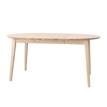 Stół rozkładany okrągły dębowy 110 - 160 cm bielony Orbetello Katmandu KULSR110B