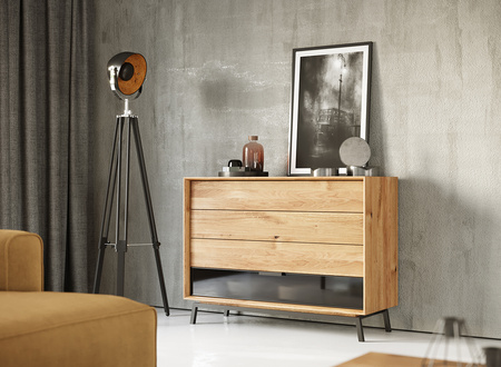 Komoda z szufladami dębowa ze szkłem Modern Loft Katmandu PLMOL04S