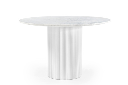 Marmoholz Roma – Stół do jadalni | Biały Marmur & Białe Mango | Ø120 cm